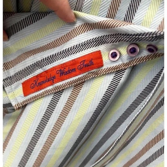 Robert Graham Men's Multicolor Striped Button-Down Shirt Size XL Flip Cuff - Picture 5 of 6